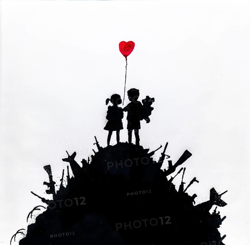 Banksy - Kids On Guns, 2004, exhibition The World of Banksy