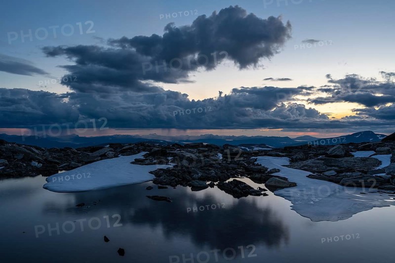 View from Sarek National Park to Padjelanta National Park, Laponia World Heritage Site, Norrbotten, Lapland, Sweden, August 2021