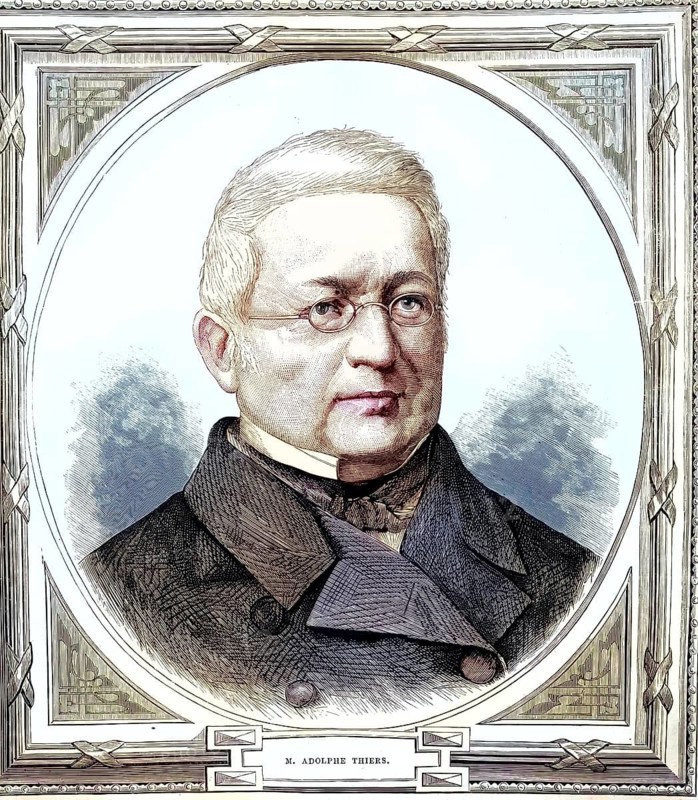 Adolphe Thiers (1797–1877), French politician and historian. He was the first President of the Third French Republic, illustration, reproduction of a 19th-century original. Authentic, file restored for optimal use, exact date of the original unknown, historical, coloured