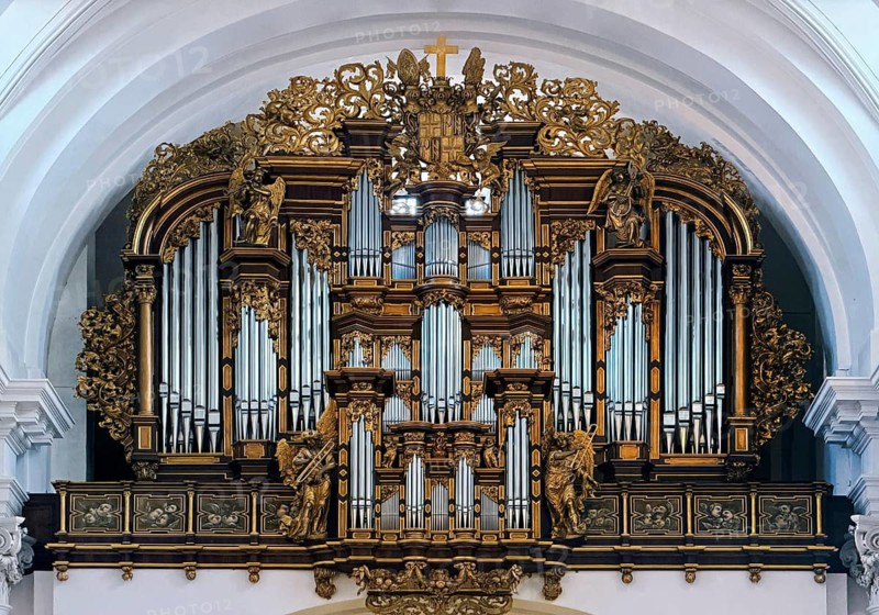 St. Salvator Cathedral in Fulda, officially High Cathedral in Fulda or Fulda Cathedral, interior view, main organ, baroque quarter, Fulda, East Hesse, Hesse, Germany