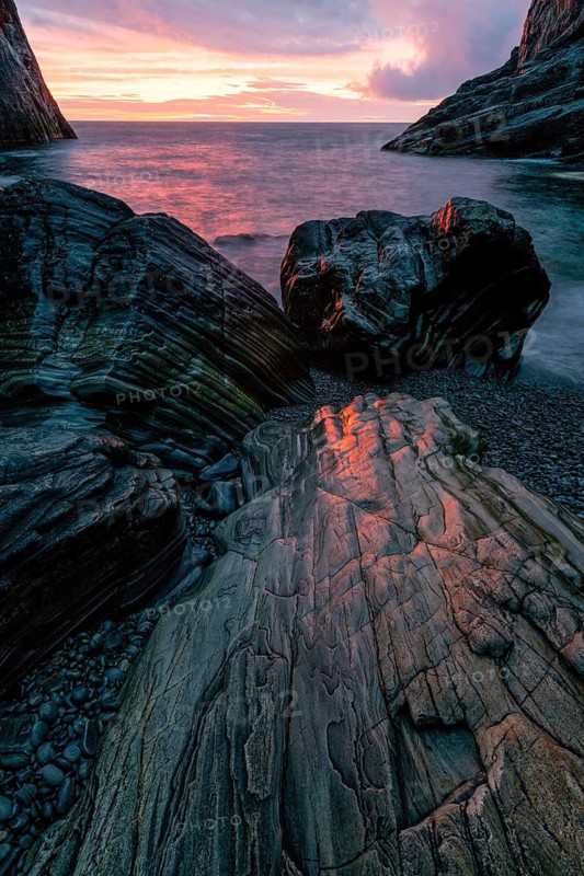 Evening in a rocky bay, Söröya, Norwegian European Sea, Finnmark, Norway, September 2018