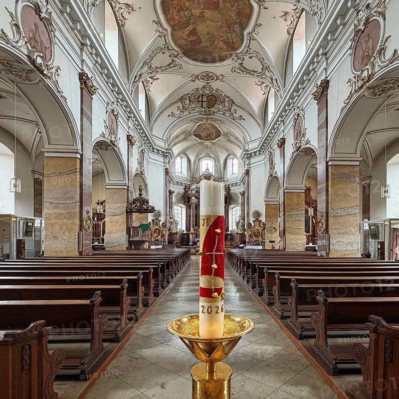 Catholic parish church of St. Blasius, interior view, central nave, baroque style, baroque quarter, Fulda, East Hesse, Hesse, Germany