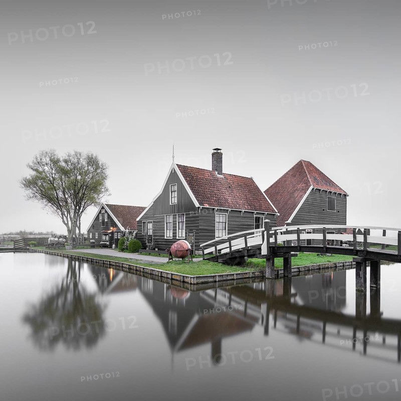 Rural landscape in the Netherlands at the famous tourist resort of Zaanse Schans in Holland. Zaandam, The Netherlands