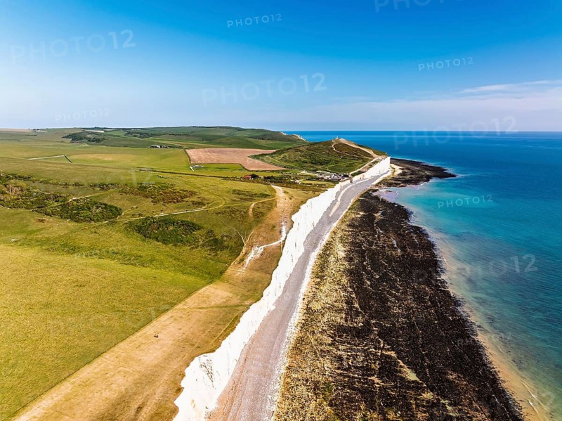 Seven Sisters Cliffs from a drone, English Channel, East Sussex, South-east England