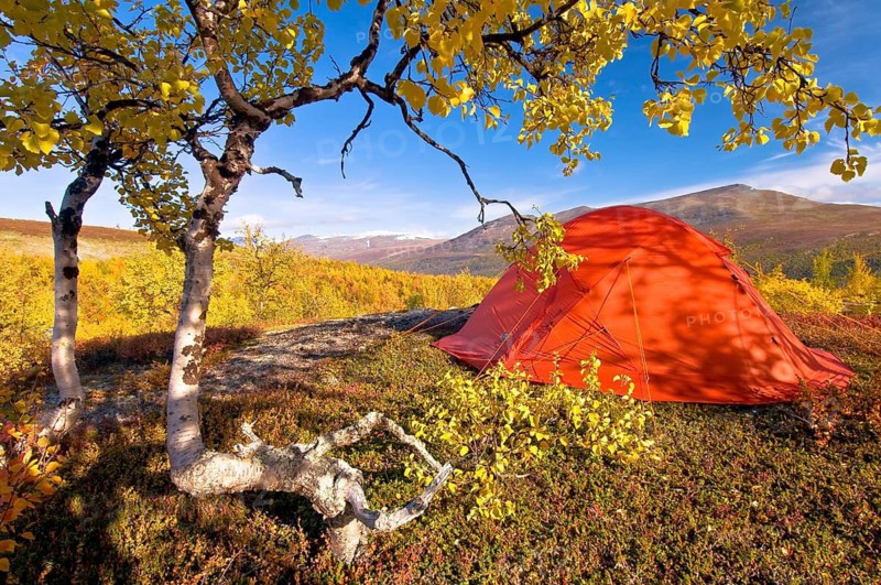 Camping in the Sinnitjohkka and Duolbagorni mountains, Kebnekaise massif, Lapland, Sweden, Scandinavia