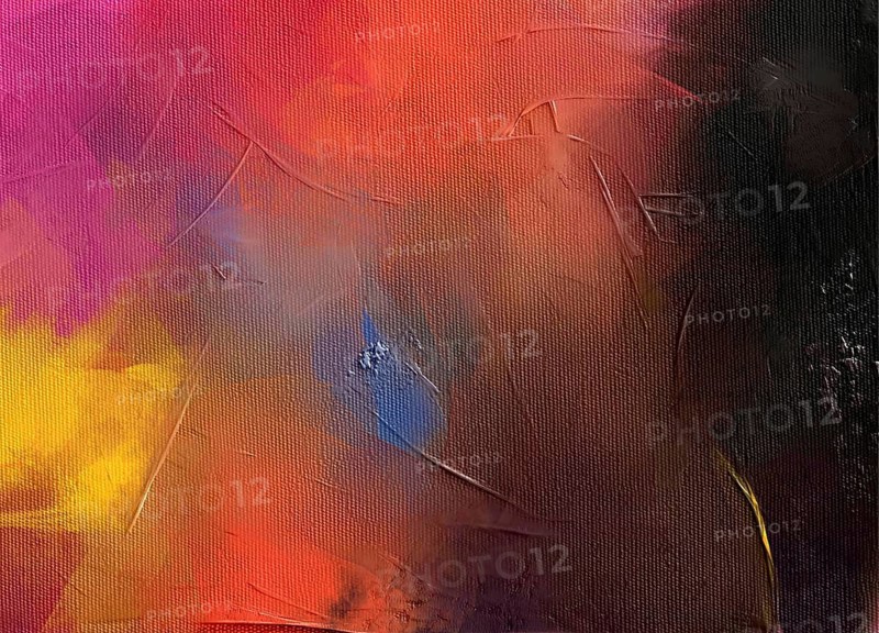 Abstract oil fragment featuring vibrant multicolor impasto and thick textures
