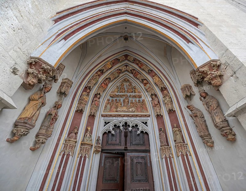 Main portal from 1396, completely renovated in 2024, Eichstätter Dom, Domplatz 8, Eichstätt, Upper Bavaria, Germany
