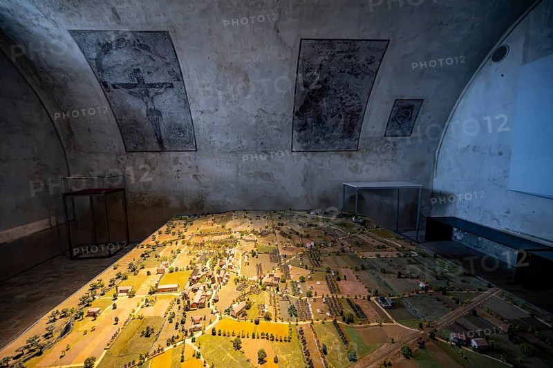 Historical battle diorama of the Battle of Montebello during the Second Italian War of Independence, Museo del Risorgimento, Castello di Udine, Udine, Friuli-Venezia Giulia, Italy