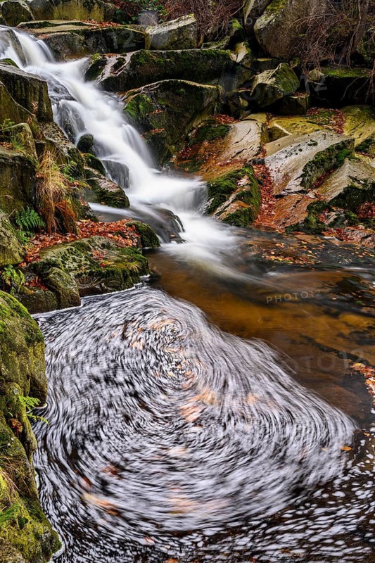 Ilse river in the Harz Mountains with sweeping water, Ilsenburg, Saxony-Anhalt, Germany
