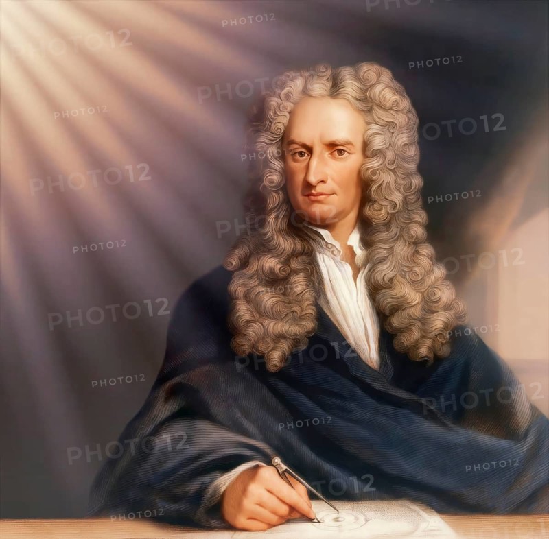 Sir Isaac Newton, 1642-1726, English physicist and mathematician, digitally edited based on a historical illustration
