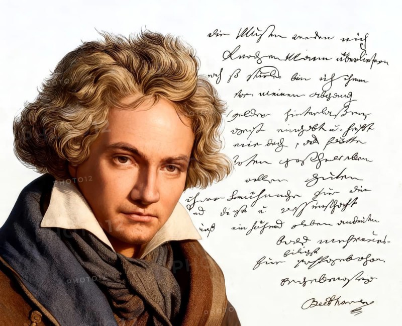 Ludwig van Beethoven, 1770 -1827, German composer, handwritten letter by Beethoven to his publisher Schott, digitally edited