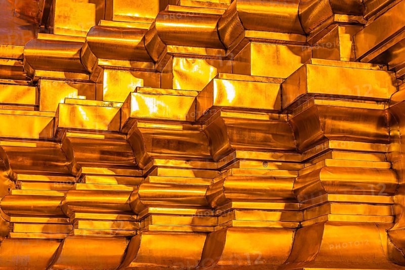 Gilded base of a temple tower, Old City Center, Chiang Mai, Thailand