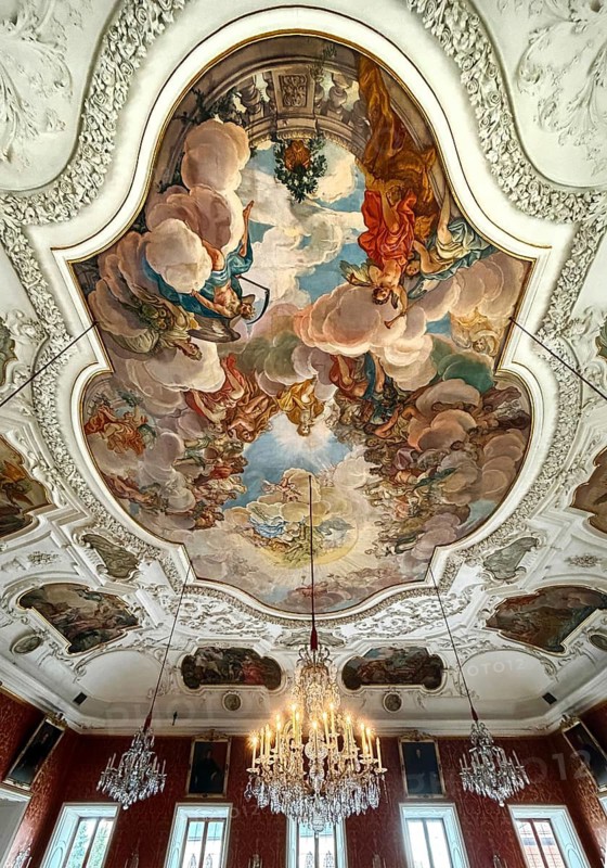 Fürstensaal, ceiling painting by Melchior Steidl, historic rooms in the city palace, Baroque Quarter, Fulda, East Hesse, Hesse, Germany