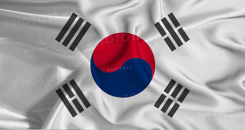 South Korean flag with a silky fabric texture waving. Realistic South Korea flag waving