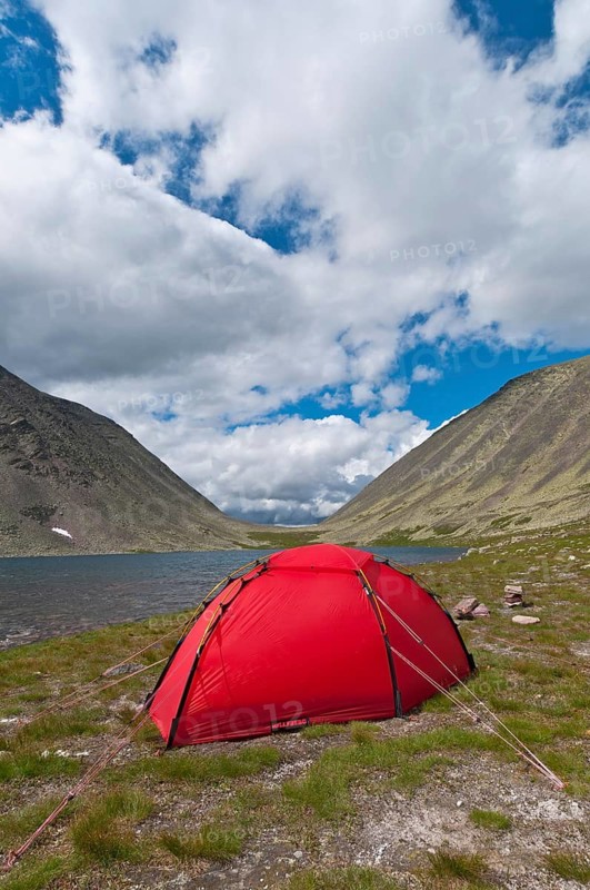 Tent on a mountain lake, Rendalen, Hedmark, Norway Bivouac, Norway