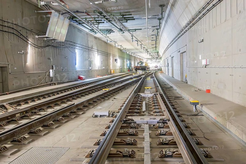 Tracks in the north to Stuttgart station 21 tunnel construction site new main train station in Stuttgart, Germany