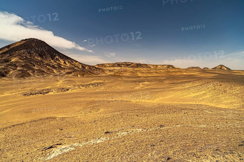 Black Desert landscape in the Egyptian part of the Libyan Desert, Egypt