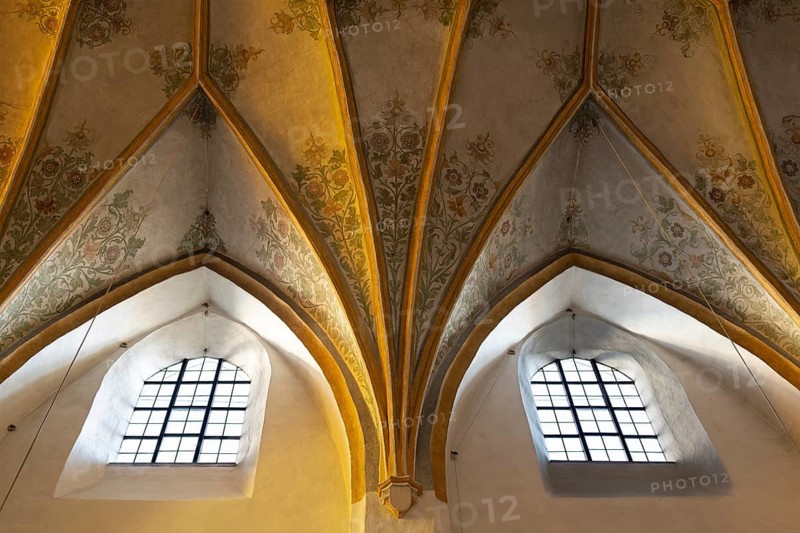 Window with ceiling vault, Frauenwörth Abbey, Fraueninsel, Chiemsee, Upper Bavaria, Bavaria, Germany