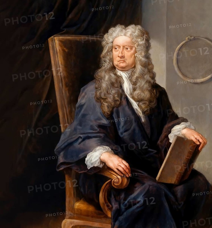 Sir Isaac Newton, 1642-1726, English physicist and mathematician, digitally edited based on a historical illustration