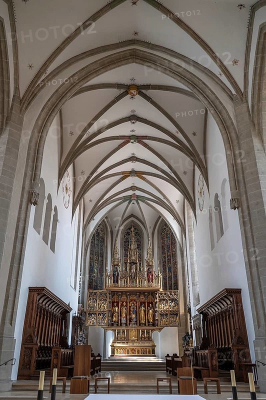 Choir with the Gothic Pappenheimer Altarpiece from 1495, Echstätter Dom, Eichstätt, Upper Bavaria, Germany