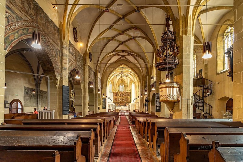 Interior of St. Margaret's Church in Medias or Medias, Transylvania, Romania