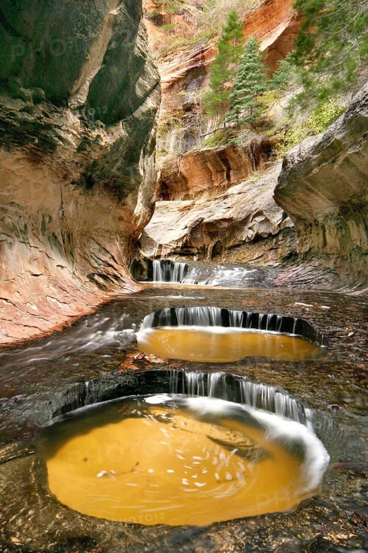 Landscape in Utah, USA, Zion NP, National Park, Subway, Erosion, Sandstone, Utah, United States
