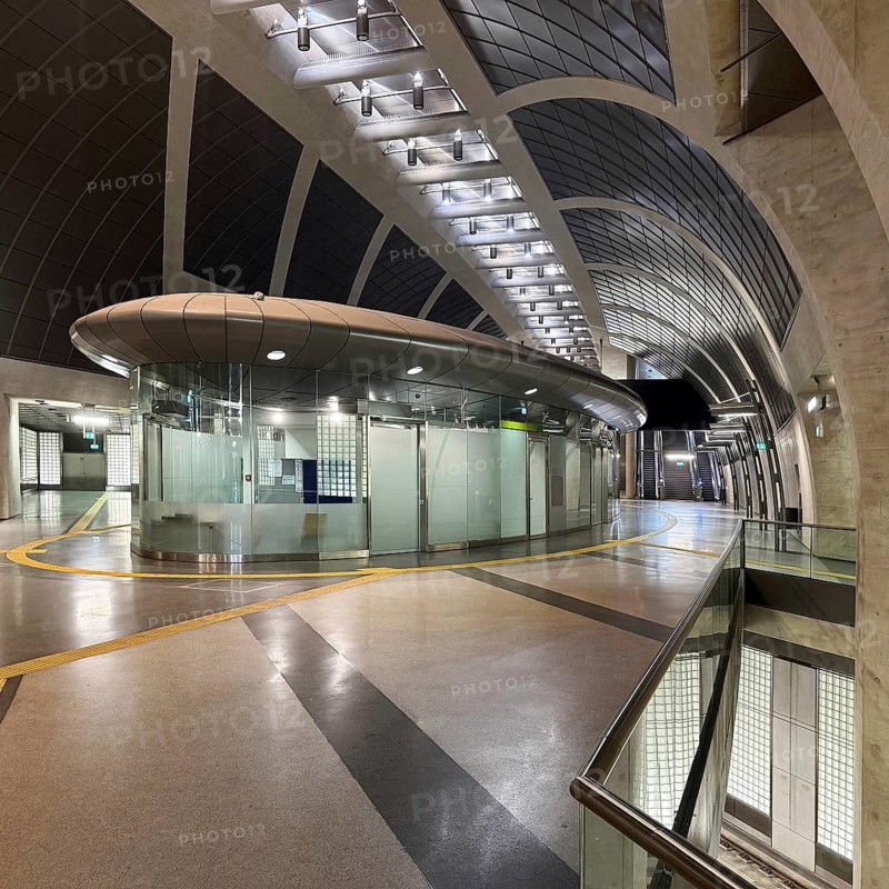 Heumarkt subway station, view of the sales pavilion in the dome room, Cologne, Rhineland, North Rhine-Westphalia, Germany
