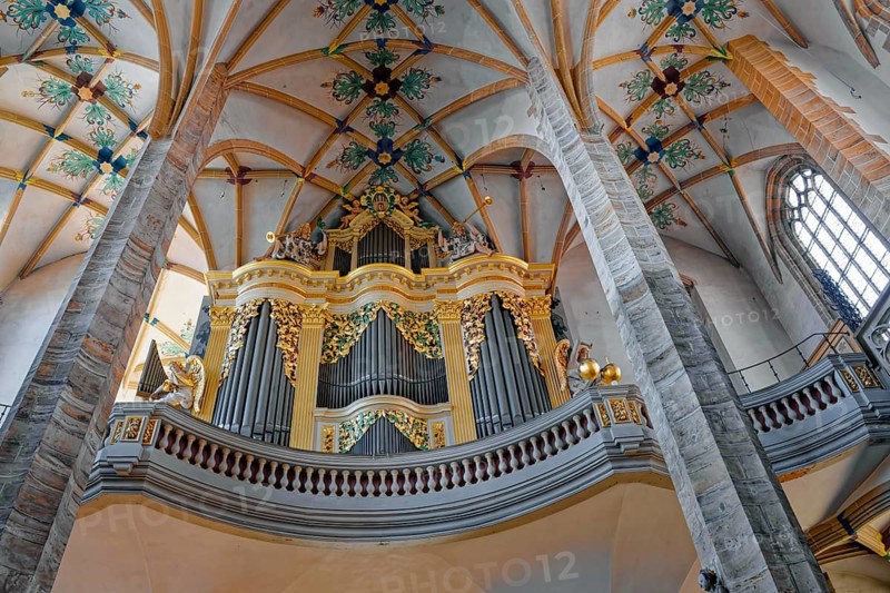 Large Silbermann organ, Freiberg Cathedral St. Marien, religious building, interior, Silberweg interior, ore mining, silver mining, Margrave Otto the Rich, Wettiner, Freiberg, Saxony, Germany