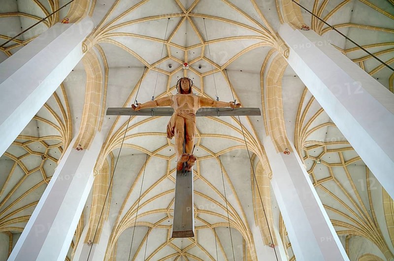 Interior view, crucifix, Jesus Christ on the Cross, Church of Our Lady, Cathedral of Our Lady, Munich Cathedral, Munich, Bavaria, Germany