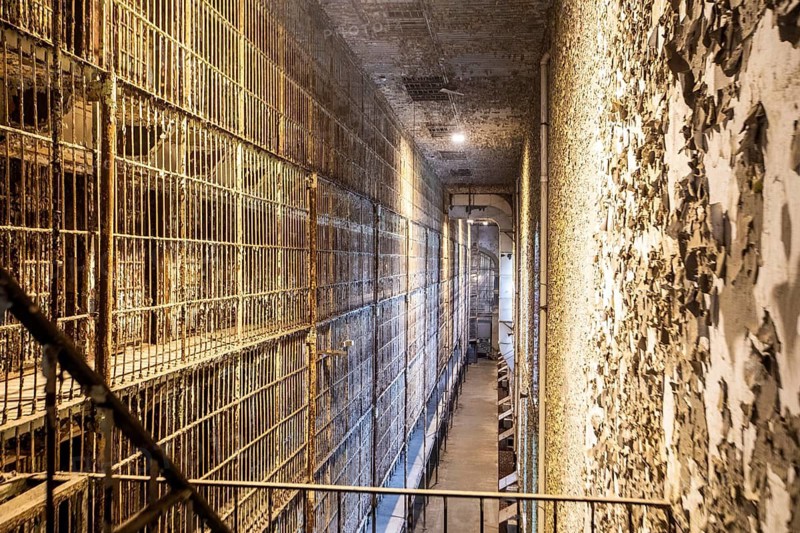 Mansfield, Ohio - The East Cell Block of the Ohio State Reformatory is six floors high, with a total of 600 cells. The prison opened in 1896 and was closed in 1990 by a federal court because of overcrowding and inhumane conditions. Built for 1500 inmates, it held more than twice that number much of the time. The prison now offers daily tours, and has been the site of many films