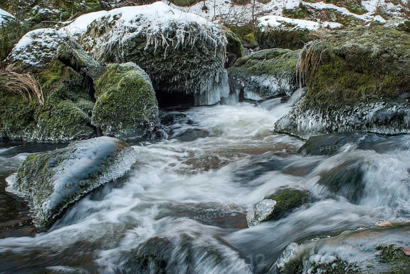 Germany, Pöhl, Saxony, Triebtal, stream, ice, flowing water, ice, landscape, snow, Vogtland, winter