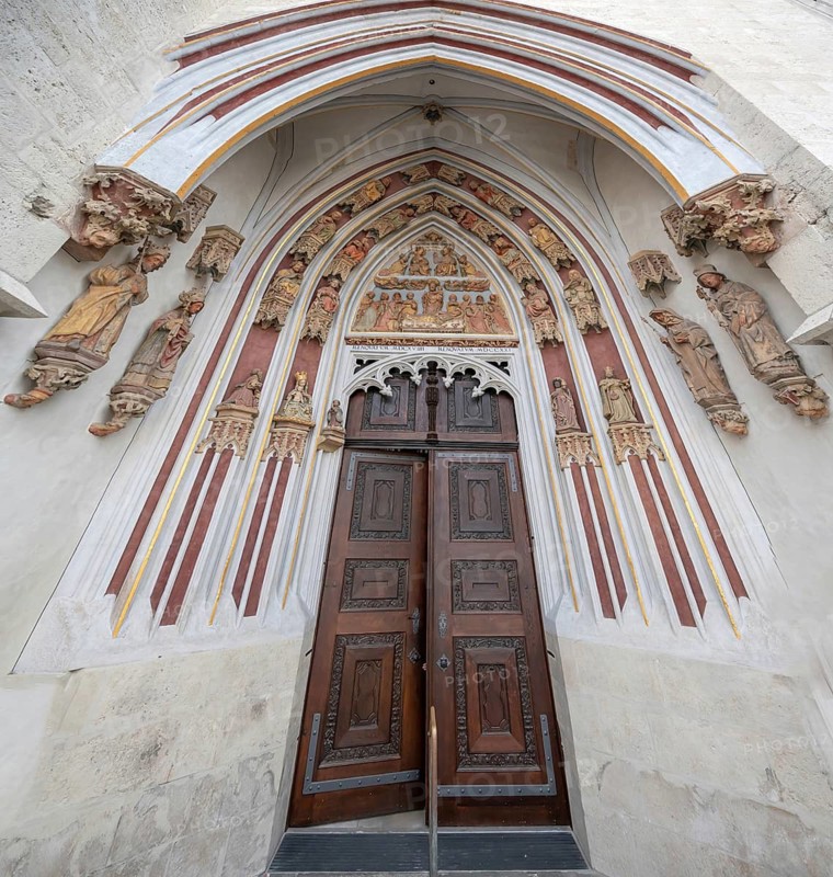 Main portal from 1396, completely renovated in 2024, Eichstätter Dom, Domplatz 8, Eichstätt, Upper Bavaria, Germany