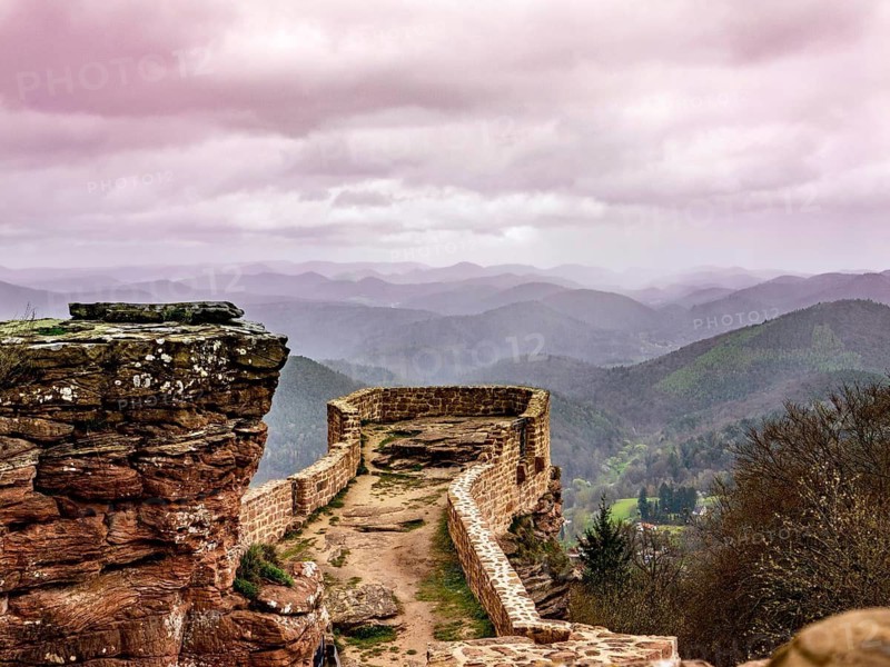 Wegelnburg, a medieval castle in the southern Palatinate Forest, in the German part of the Wasgau region, in the district of Südwestpfalz (Rhineland-Palatinate), Germany