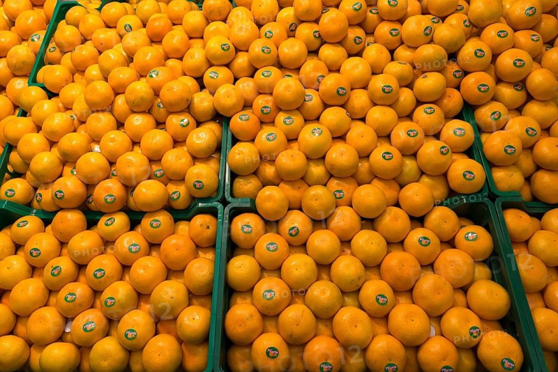 Mandarins (Citrus reticulata) at a fruit stall, Enschede, Netherlands