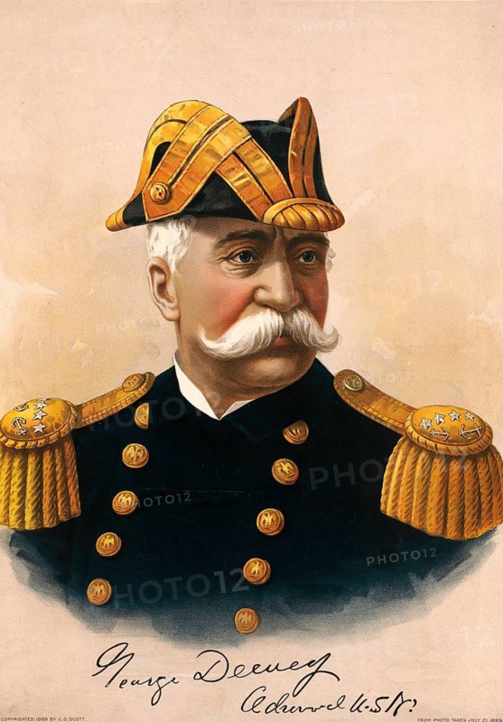 George Dewey (born 26 December 1837 in Montpelier, Vermont, died 16 January 1917 in Washington, D.C.), Admiral of the US Navy and the only person to have held the highest rank of Admiral of the Navy, authentic, digitally restored reproduction of a 19th-century original, exact date of the image unknown, historical