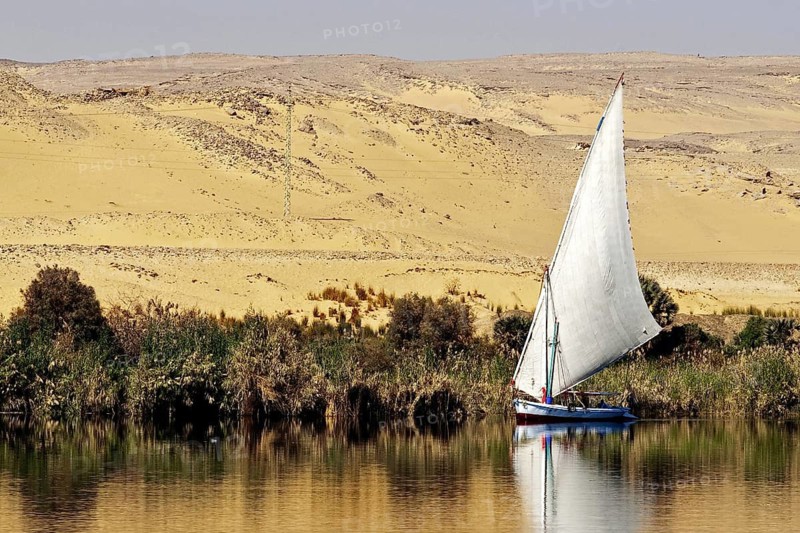 Egypt, Nile, Felucca, Feluke, landscape, boat, sailing ship, Cairo
