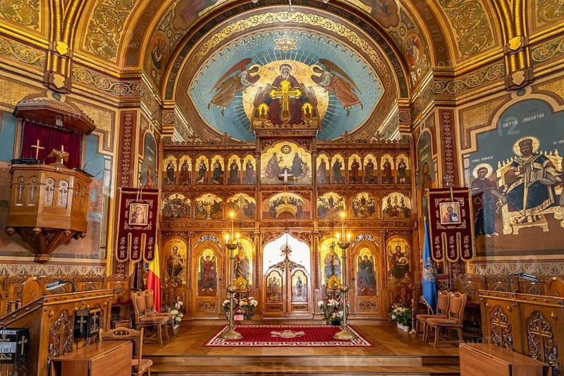 Iconostasis of the Orthodox Cathedral in Medias or Medias, Transylvania, Romania
