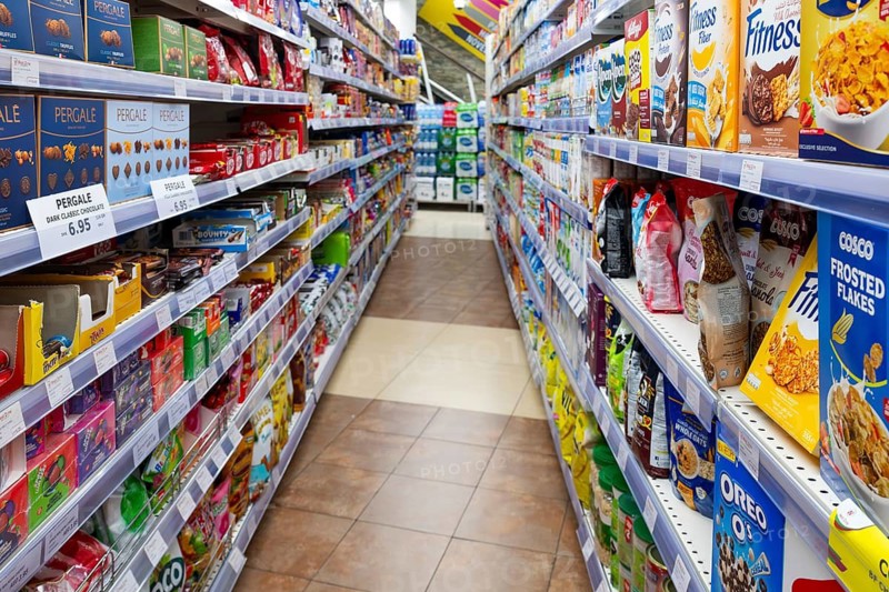 Chocolate and breakfast cereal sales rack, Dubai, United Arab Emirates, UAE