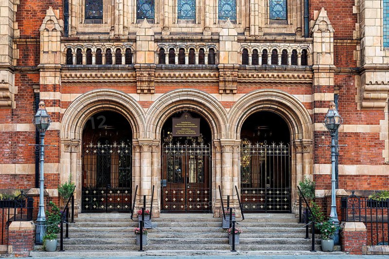 Alfred Waterhouse designed Ukrainian Catholic Cathedral of the Holy Family in Exile on Duke Street, London, England, United Kingdom