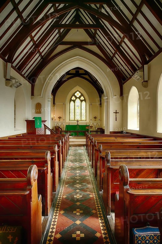 Interior view of the nave, choir, altar, St Mawes Church, St Mawes, Cornwall, England, Great Britain, Great Britain