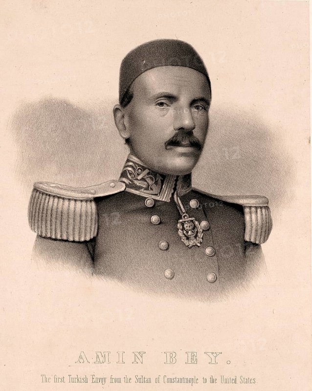 Amin Bey, also spelled Emin Bey, who is regarded as the first official Turkish envoy of the Sultan of Constantinople to the United States (c. 1851), American history, authentic, digitally restored reproduction of a 19th-century original, exact date of the image unknown, historical