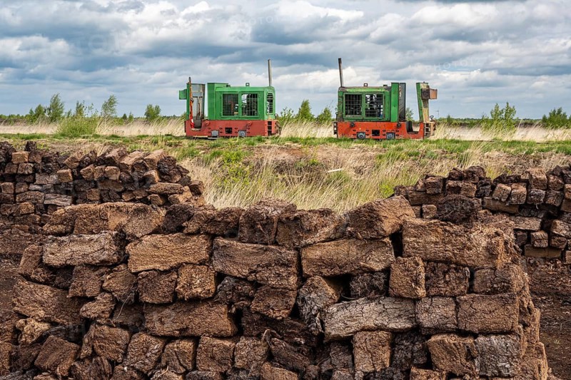 Moor track for peat mining in the moor, Goldenstedt, Lower Saxony, Germany