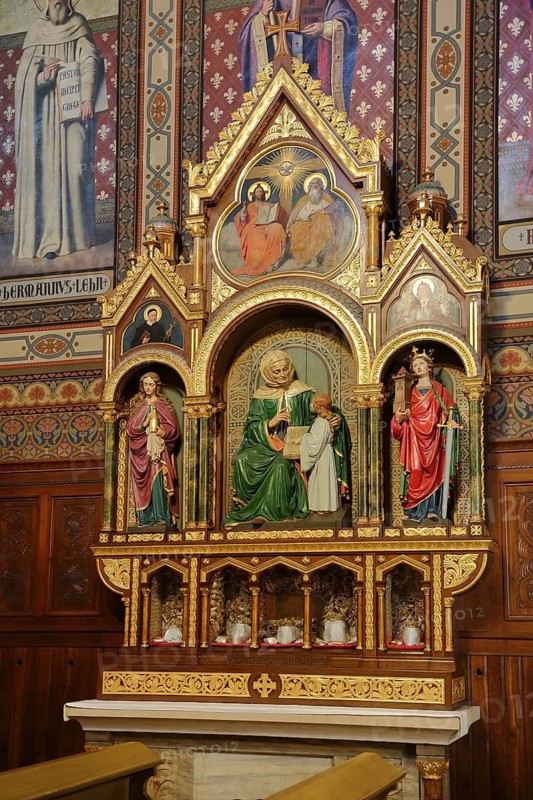 Altar with paintings and figures, baroque monastery church of St. Marienthal, interior view, handicrafts, Cistercian monastery, Ostritz, Upper Lusatia, Lusatia, Saxony, Germany