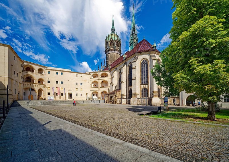Wittenberg Castle and Castle Church, former residence of the Saxon Electors, Renaissance, Reformation, Martin Luther, 95 theses, Luther Memorial, UNESCO World Heritage Site, Luther city Wittenberg, Saxony-Anhalt, Germany