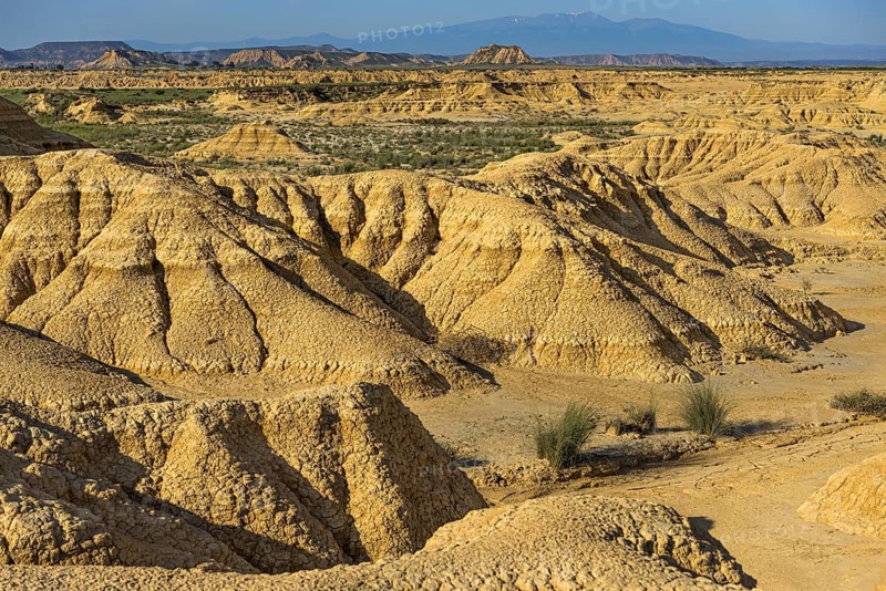 Rock formation caused by erosion in the morning light in the Bardenas Reales Natural Park, Navarra, Spain