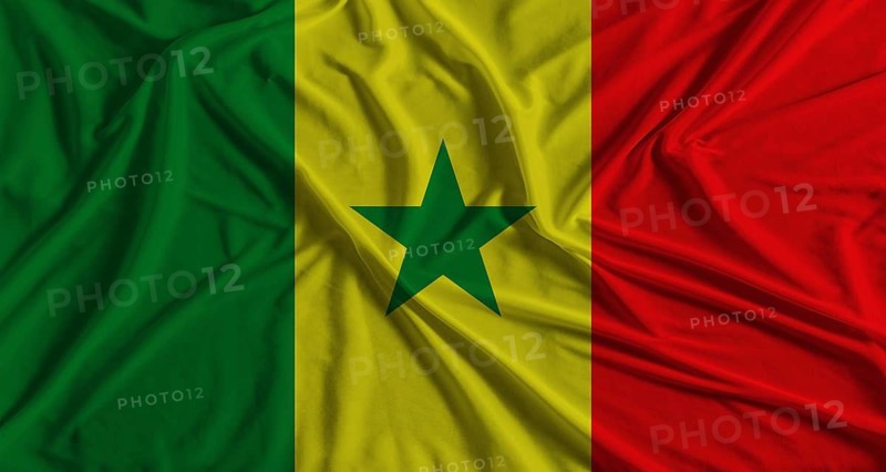 Senegal flag with fabric texture background. National flag of Senegal with cloth texture