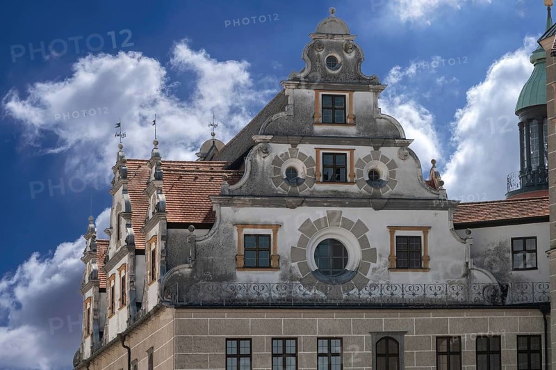 Gable of the City Palace, former residential palace built in Renaissance style, Neuburg an der Donau, Upper Bavaria, Germany
