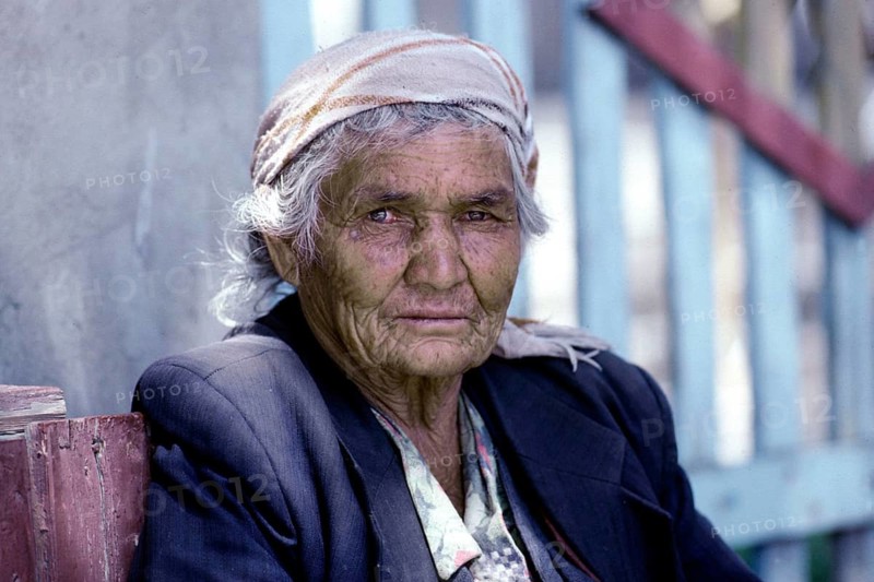 Geography, travel, people, beggar in Karakol in Tien Shan, Kyrgyzstan, MR, Travel, People, Woman, Beggar, Karakol, Tien Shan