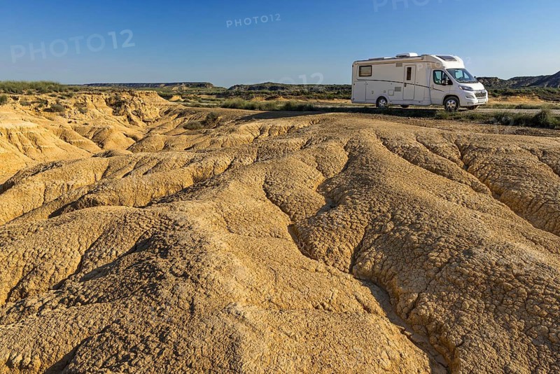 Motorhome trip through the Bardenas Reales Natural Park, Navarra, Spain