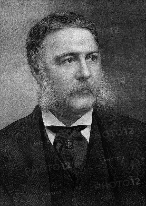 Chester Alan Arthur (born 5 October 1829 in Fairfield, Vermont, died 18 November 1886 in New York City, New York) served as Vice-President from 4 March to 19 September 1881 and subsequently as the 21st President of the United States until 4 March 1885, authentic, digitally restored high-resolution reproduction from a 19th-century original, exact date of the depiction unknown, American history, historical